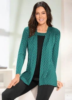 Discount Shirt in 2-in-1 Optik Damen Langarm
