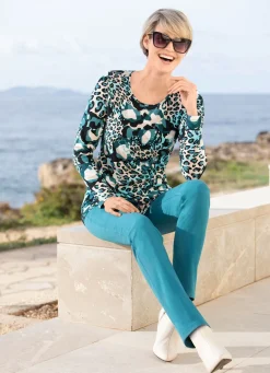 Sale Shirt mit Allover-Druck Damen Shirts Mit Strass|Langarm