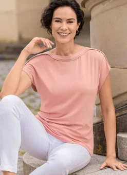 Online Shirt mit überschnittener Schulterpartie Damen Kurzarm