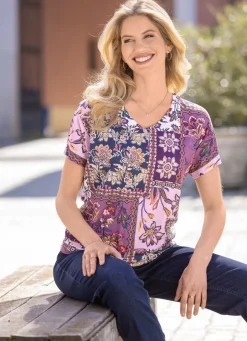 Damen Mona Kurzarm<Shirt mit Blumendruck