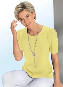 Damen Mona Kurzarm<Shirt mit dezenter Kräuselung in 4 Farben