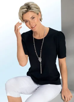 Damen Mona Kurzarm<Shirt mit dezenter Kräuselung in 4 Farben