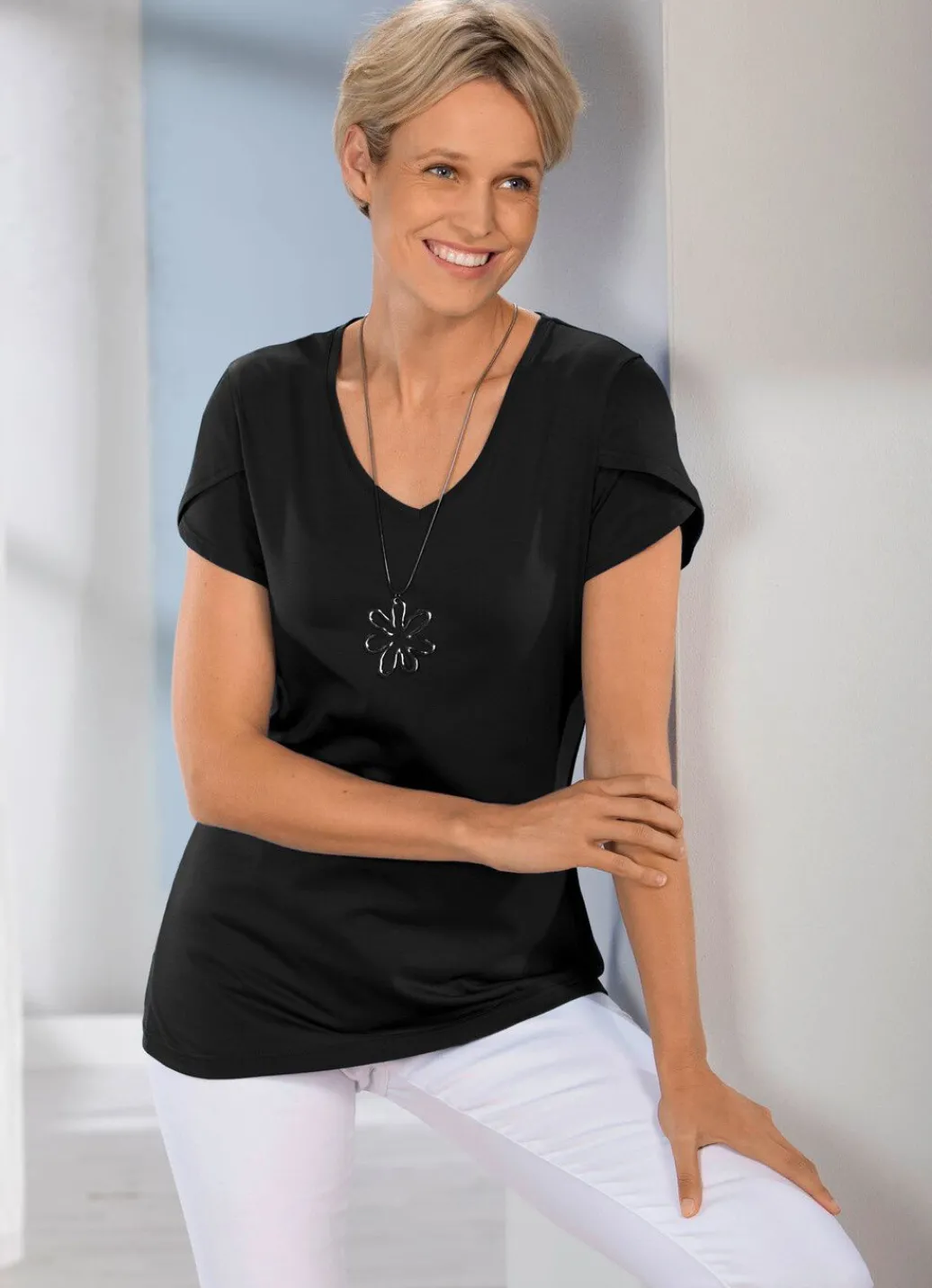 Damen Mona Kurzarm<Shirt mit doppellagigen, kurzen Ärmeln in 3 Farben