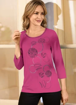 New Shirt mit effektvollem Druck in 3 Farben Damen Kurzarm