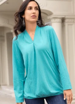 Damen Mona Langarm<Shirt mit Faltenlegung