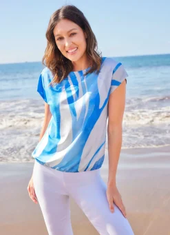 Damen Mona Kurzarm<Shirt mit flachem Halsausschnitt