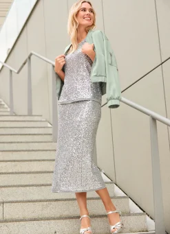 Damen Mona Kurzarm<Shirt mit funkelnden Pailletten