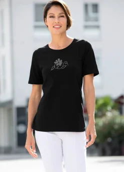 Sale Shirt mit hohem Tragekomfort in 4 Farben Damen Shirts Mit Strass|Kurzarm