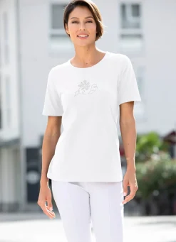 Hot Shirt mit hohem Tragekomfort in 4 Farben Damen Shirts Mit Strass|Kurzarm
