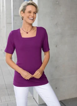 Damen Mona Kurzarm<Shirt mit Karree-Ausschnitt