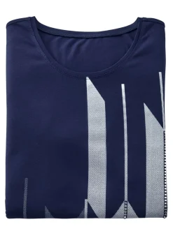 Clearance Shirt mit Kontrastdruck Damen Shirts Mit Strass|Kurzarm