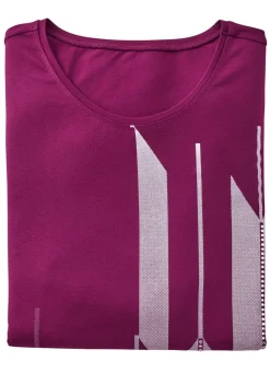 New Shirt mit Kontrastdruck Damen Shirts Mit Strass|Kurzarm