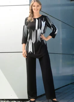 Hot Shirt mit Kontrastdruck Damen Shirts Mit Strass|Kurzarm