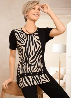Online Shirt mit Kontrasteinsatz Damen Kurzarm