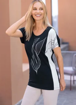 Damen Mona Kurzarm<Shirt mit kontrastfarbenem Druck