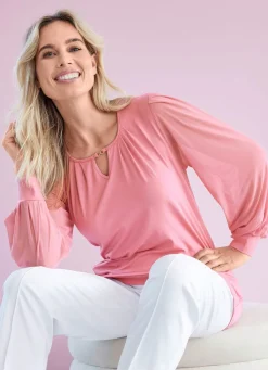 Shirt mit langen Chiffonärmeln Damen Langarm