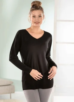 Clearance Shirt mit langen Fledermausärmeln Damen Langarm