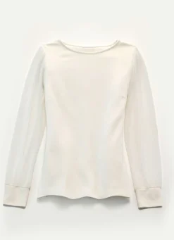Online Shirt mit langen, plissierten Chiffonärmeln Damen Langarm