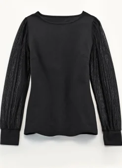 Sale Shirt mit langen, plissierten Chiffonärmeln Damen Langarm