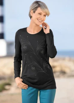 Shirt mit langen Ärmeln Damen Shirts Mit Strass|Langarm