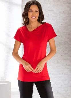 Damen Mona Kurzarm<Shirt mit leicht schrägem Halsausschnitt in 2 Farben