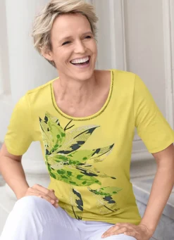 Clearance Shirt mit Plättchenzier Damen Kurzarm