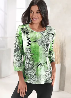 Damen Mona Kurzarm<Shirt mit Plättchenzier im Vorderteil in 4 Farben
