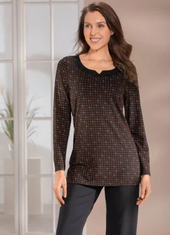 Sale Shirt mit raffiniertem Halsausschnitt Damen Shirts Mit Strass|Langarm