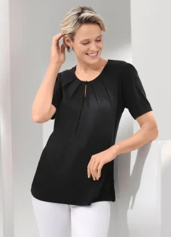Damen Mona Kurzarm<Shirt mit Schlitz am Halsausschnitt