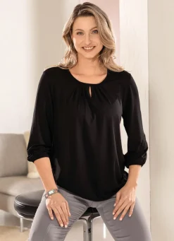 Damen Mona Kurzarm<Shirt mit Schlitz in 2 Farben