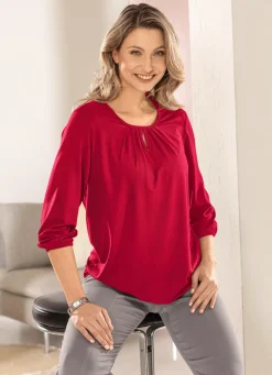 Damen Mona Kurzarm<Shirt mit Schlitz in 2 Farben