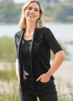 Damen Mona Kurzarm<Shirt mit Schluppe in 3 Farben