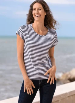 Damen Mona Kurzarm<Shirt mit silberfarbenem Effektgarn