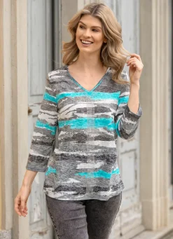 Sale Shirt mit silberfarbenen Zierplättchen Damen Shirts Mit Strass|Kurzarm