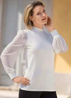 Hot Shirt mit Stehkragen Damen Langarm