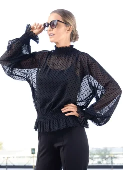 Damen Mona Langarm<Shirt mit Stehkragen