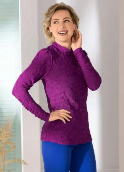 Discount Shirt mit Stehkragen in 5 Farben Damen Langarm
