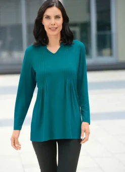 Hot Shirt mit Stehkragen in 2 Farben Damen Langarm