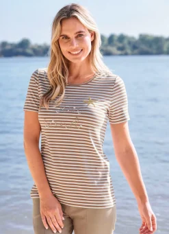 Damen Mona Kurzarm<Shirt mit Stickerei-Applikation