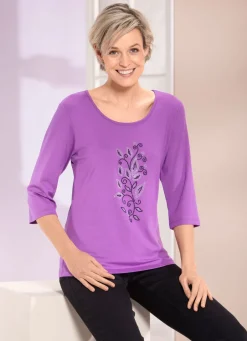 Damen Mona Kurzarm<Shirt mit Strasssteinen in 2 Farben