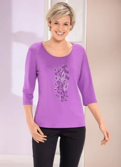 Damen Mona Kurzarm<Shirt mit Strasssteinen in 2 Farben