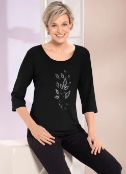 Damen Mona Kurzarm<Shirt mit Strasssteinen in 2 Farben