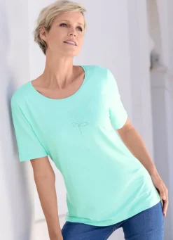 Outlet Shirt mit Strasszier Damen Shirts Mit Strass|Kurzarm