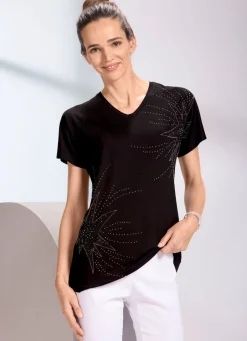 Clearance Shirt mit Strasszier Damen Shirts Mit Strass|Kurzarm