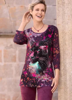 Clearance Shirt mit Strasszier im Vorderteil Damen Shirts Mit Strass|Kurzarm