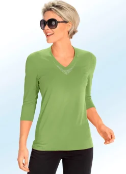 Damen Mona Kurzarm<Shirt mit V-Ausschnitt in 5 Farben