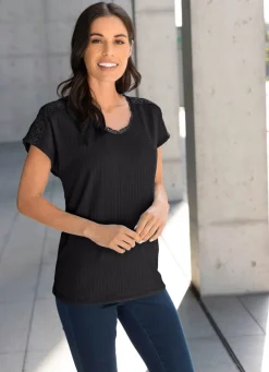 Damen Mona Kurzarm<Shirt mit V-Ausschnitt in 2 Farben