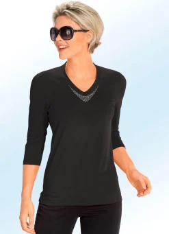 Damen Mona Kurzarm<Shirt mit V-Ausschnitt in 5 Farben