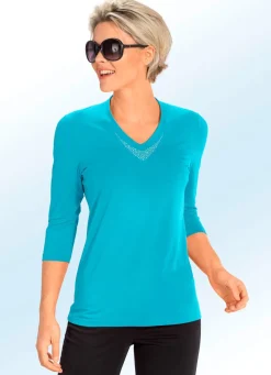 Damen Mona Kurzarm<Shirt mit V-Ausschnitt in 5 Farben