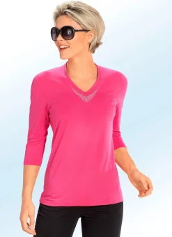 Damen Mona Kurzarm<Shirt mit V-Ausschnitt in 5 Farben